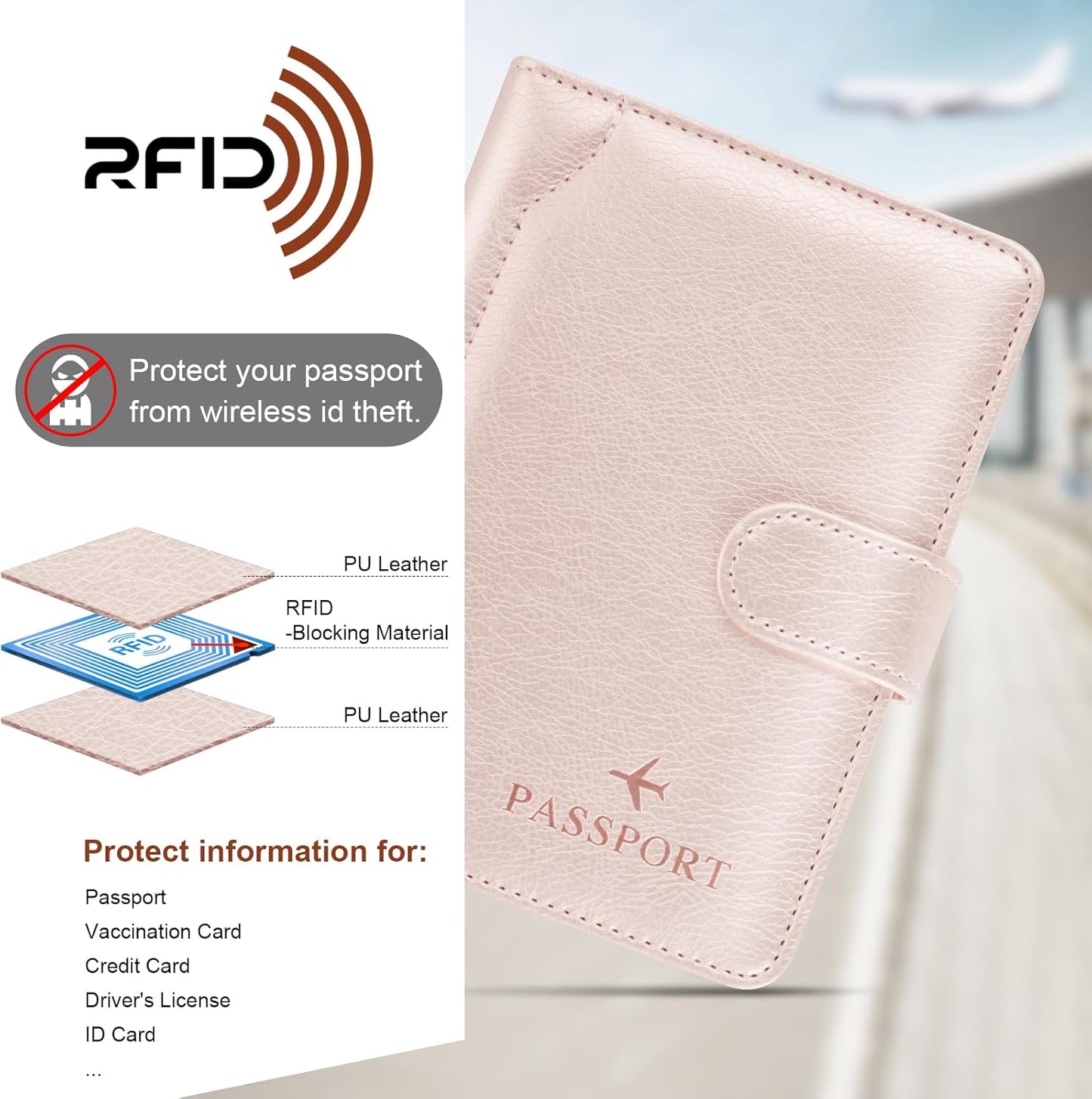 Herain Passport Holder for Travel Cruise Essentials, Passport Cover Wallet Case Women Men, RFID Passports Book Holders Travels Gifts Must Haves Accessories
