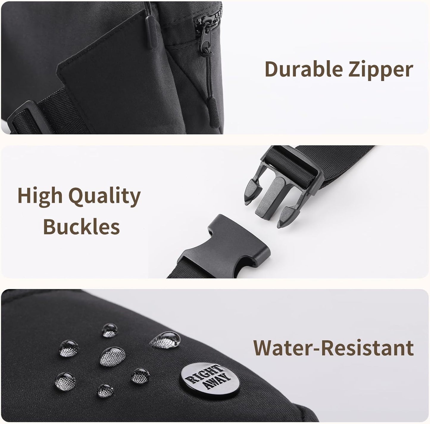 Fanny Packs for Women，Waterproof Belt Bag Travel Bum Bags for Crossbody，Small Waist bag Fashion Waist Packs with Adjustable Strap for Hiking, Running（Black）