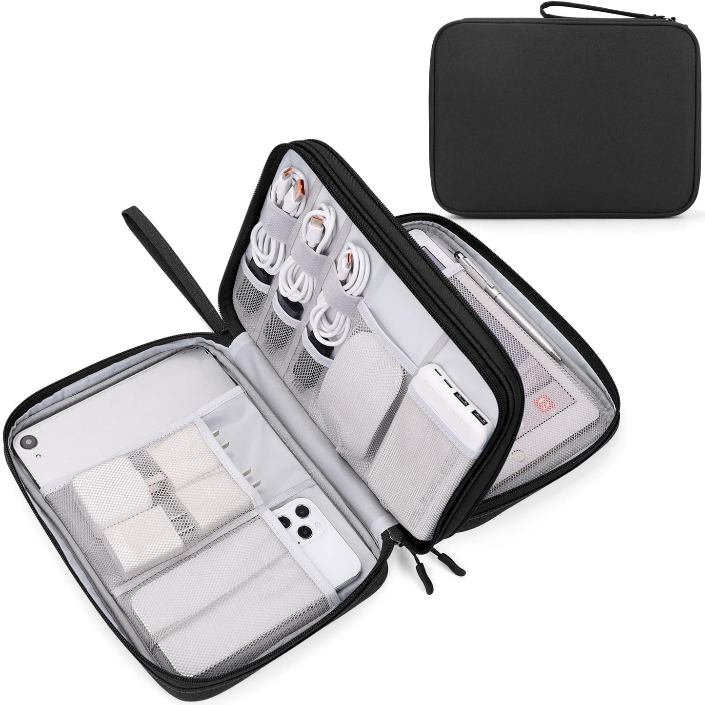 FYY Electronic Organizer, Travel Tech Pouch Bag, Extra Large, Black