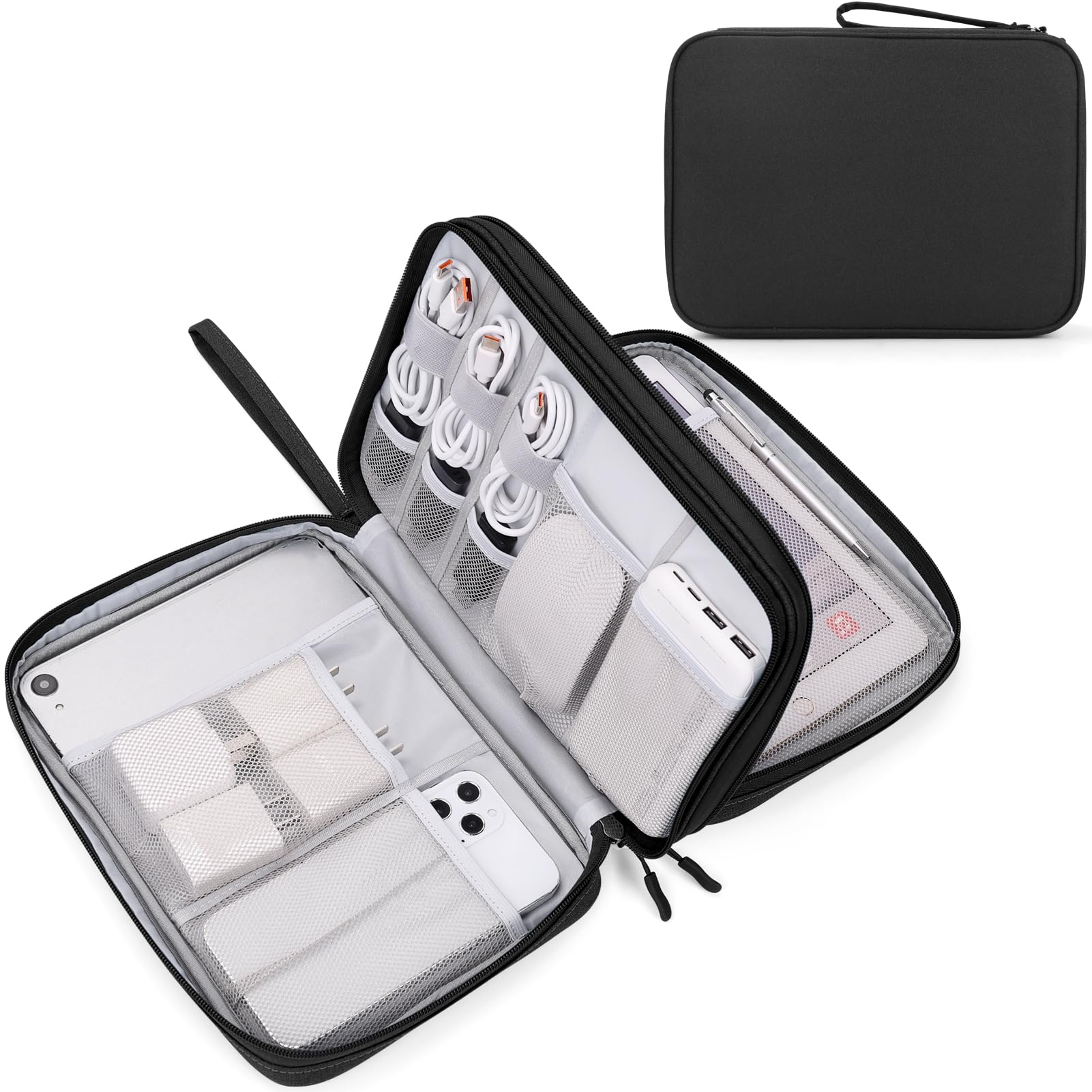 FYY Electronic Organizer, Travel Tech Pouch Bag, Extra Large, Black