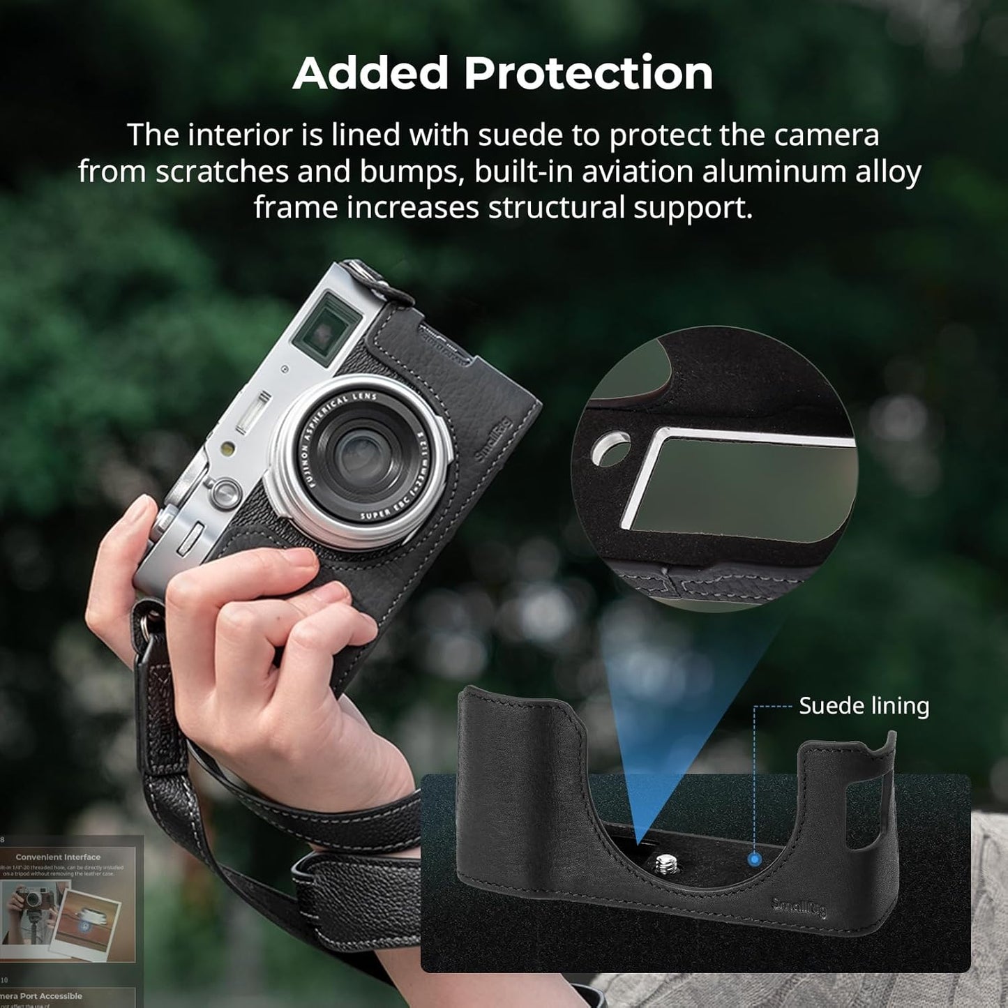 SmallRig X100VI Half Leather Case Kit with Shoulder Strap, Retro Style Leather Camera Half Case with Aluminum Alloy Frame for FUJIFILM X100VI (Black) - 4700
