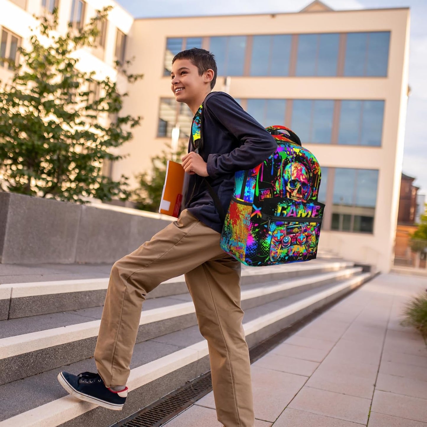 Video Game Backpack for Boys Backpacks for School Boys Graffiti Gaming School Bookbags for Kids