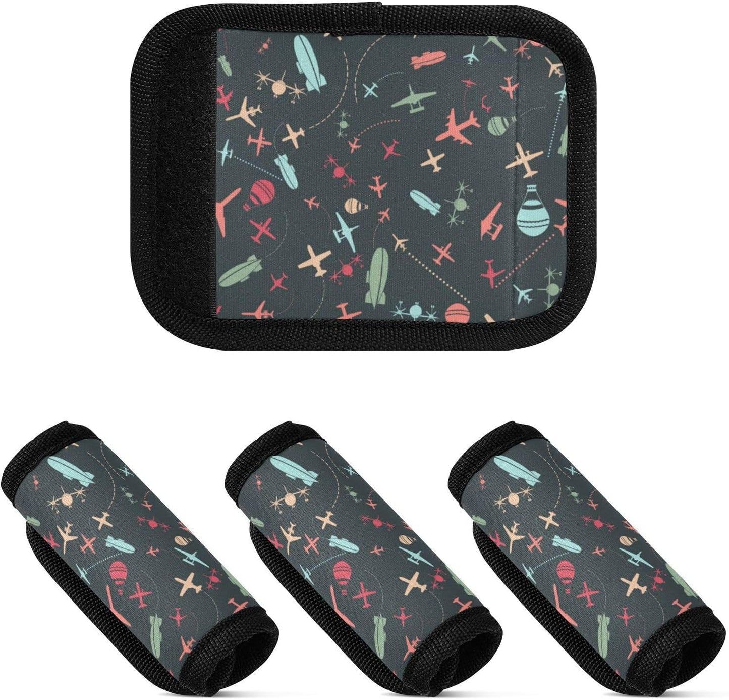 4Pcs Luggage Handle Wrap Suitcase Identifier Handle Covers Tags Soft Travel Bags Luggage Handle Gripper Accessories for Airplane Flying Airplane Pattern