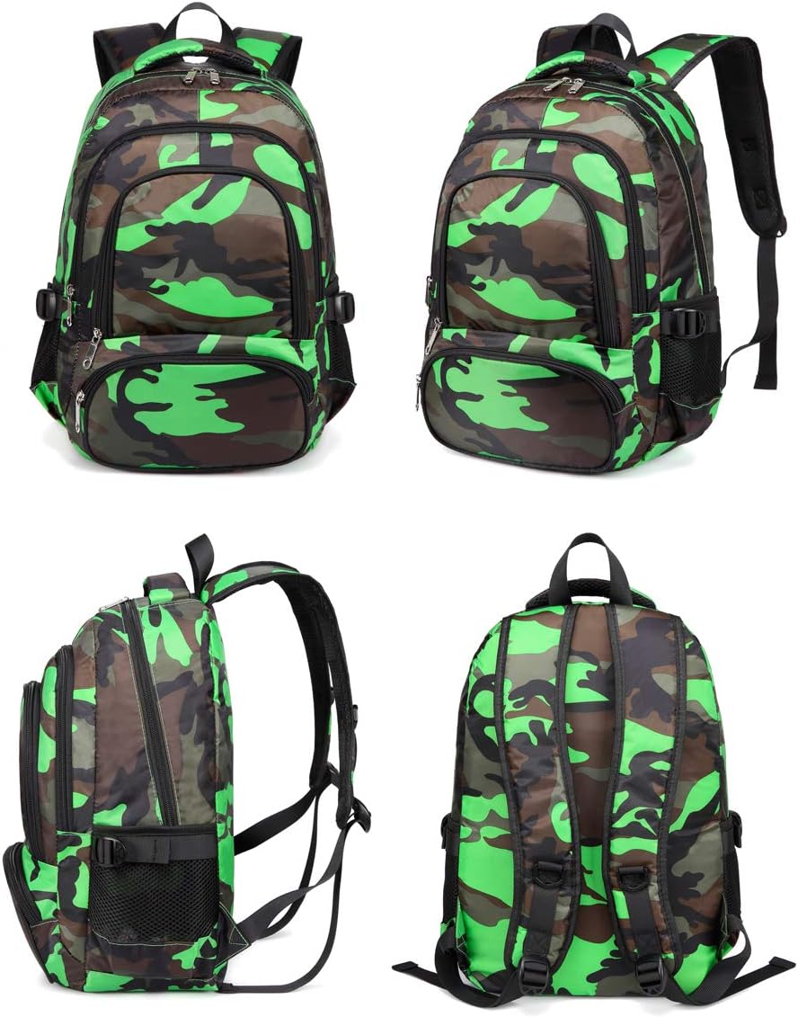 BLUEFAIRY Kids Backpacks for Boys Girls Elementary Primary Middle School Bookbags Back to School Bags for Childs Age 6-8 Mochilas Escolares para Niños Niñas 17 Inch Black/Green