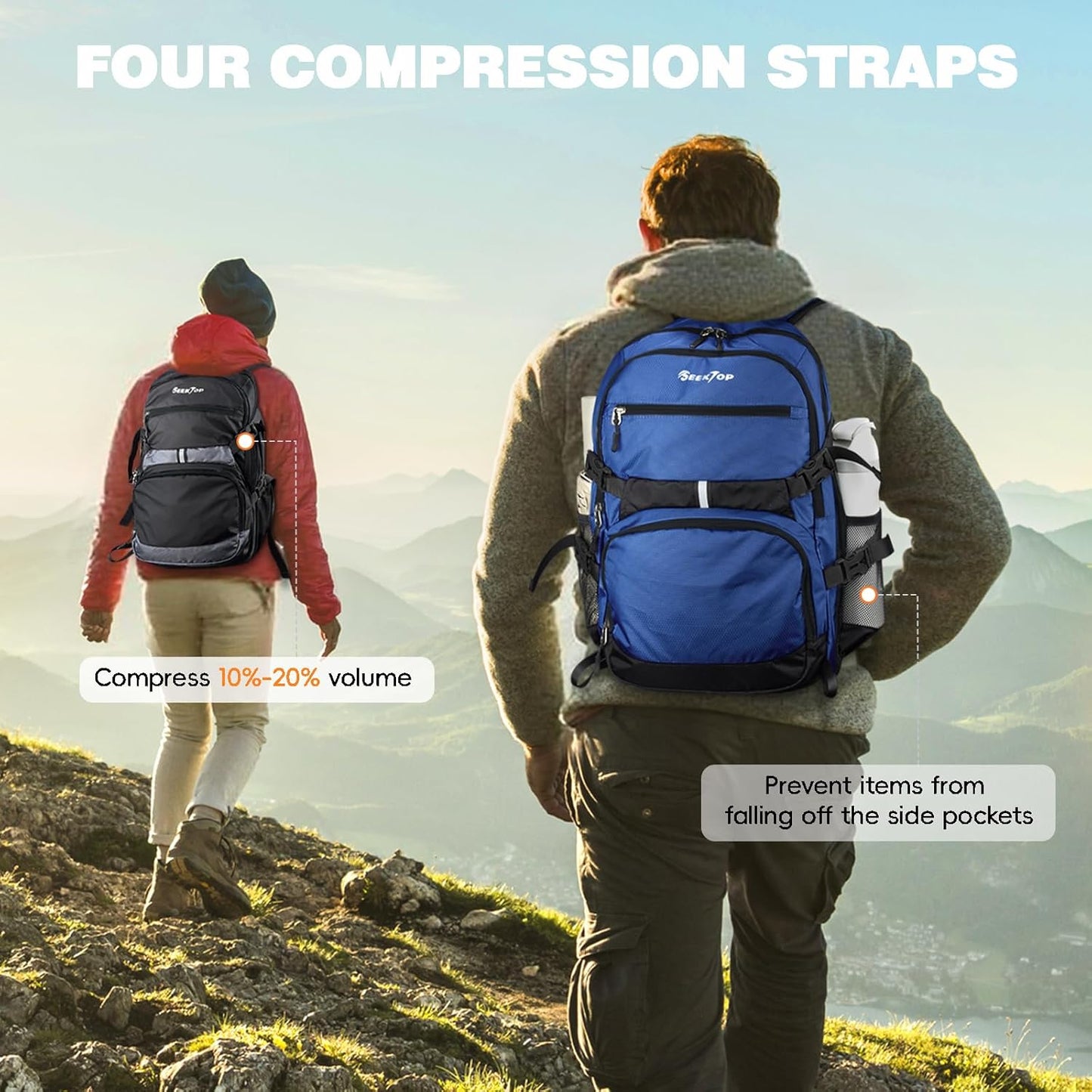 Seektop 40L Foldable Hiking Backpack for Women Men Lightweight Packable Travel Backpack Carry on