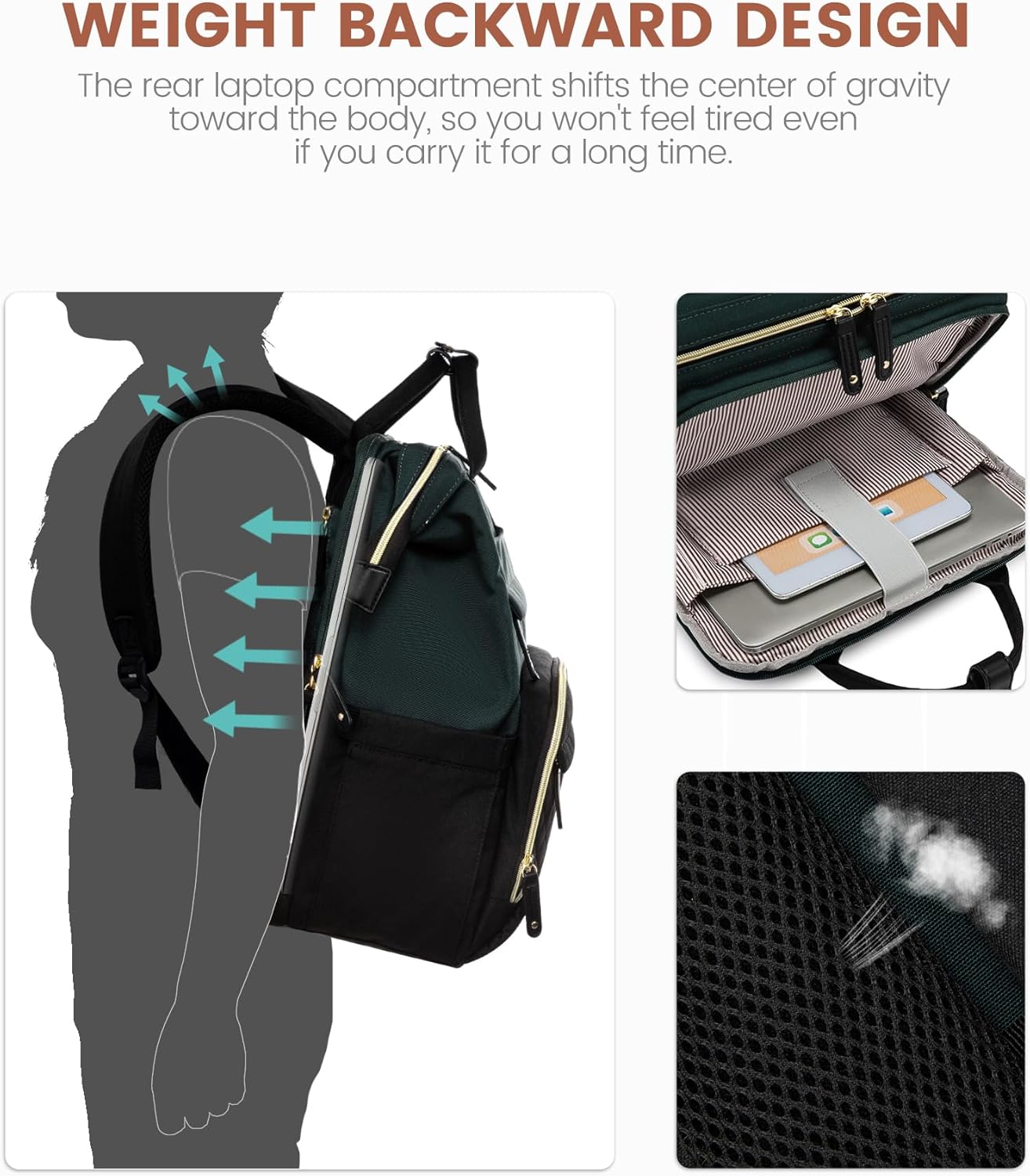 LOVEVOOK Laptop Backpack for Women, 15.6'' Waterproof Nurse Bag Teacher Work Backpack Purse for