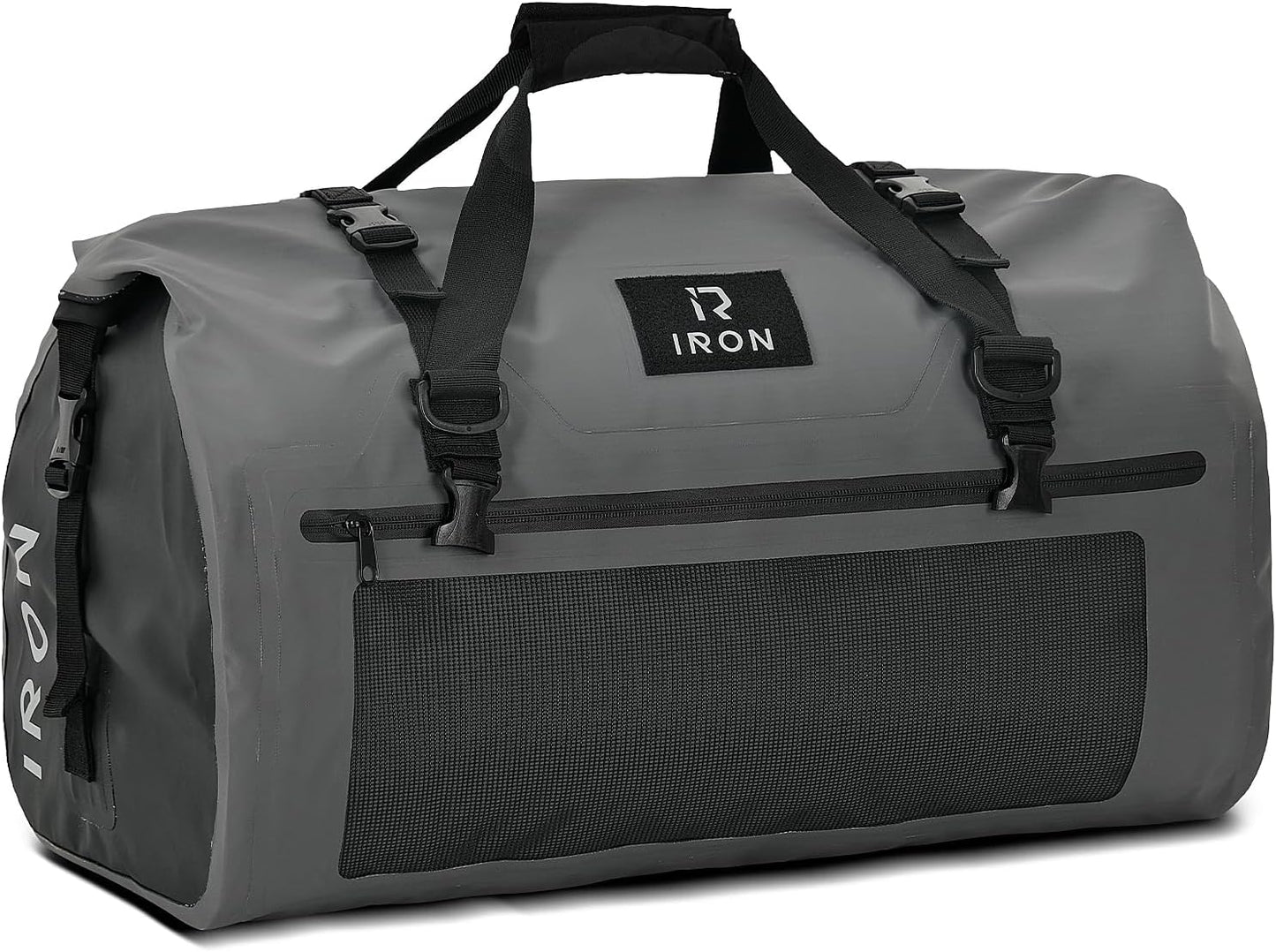 BORLENI Waterproof Motorcycle Dry Duffel Bag Luggage Tail Bag with Large Storage Space,Roll Top Closure, Shoulder Straps, Inner Pocket and Mesh Pocket for Motorcycling Travel Camping (Grey,50L)