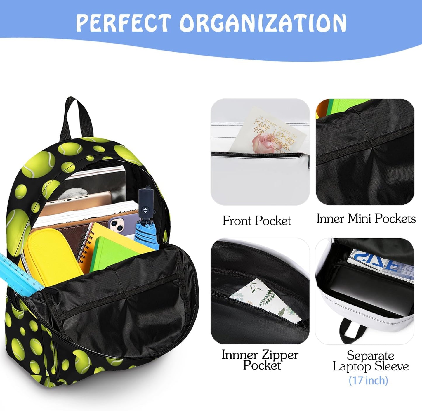 3Pcs Backpacks for Boys Girls, Kids Backpack with Lunch Box Pencil Case, 17 Inch Backpack Set Large Capacity Bookbag School Bag for Teen Elementary Middle High School （ Black Tennies ）