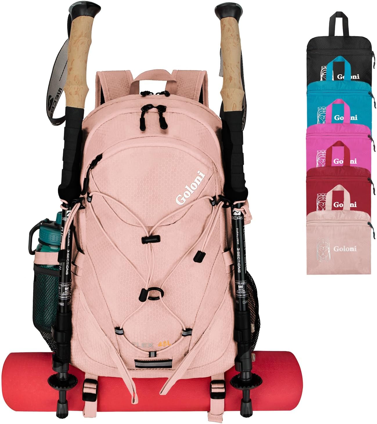45L Hiking Backpack with Rain Cover, Lightweight Foldable Camping Backpack for Trekking