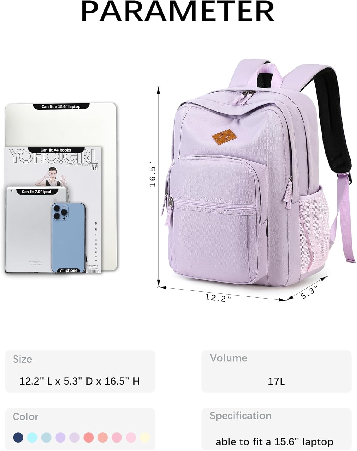 abshoo Classical Basic Travel Backpack For School Water Resistant Bookbag