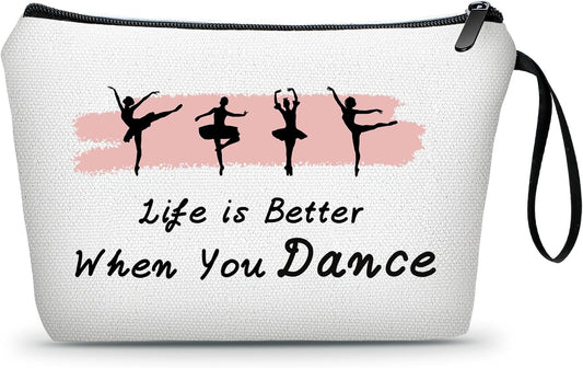 Ballet Dance Recital Gifts for Girls & Women - Makeup Bag & Cosmetic Bags for Dancers, Teachers & Friends