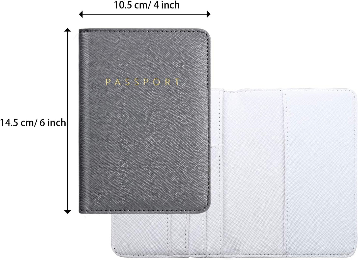 Frienda 2 Pieces Bridal Passport Covers Holder Waterproof Leather Holder Covers Travel Wallet Passport Case for Women and Men