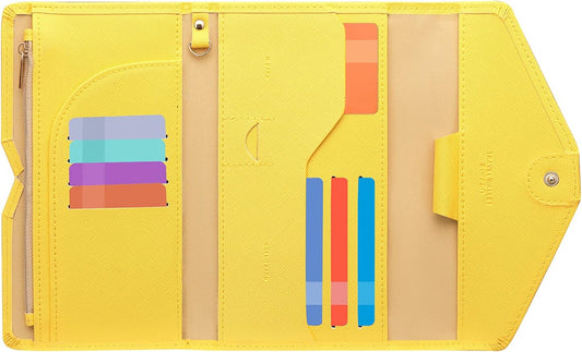 ZOPPEN Mulit-purpose Rfid Blocking Passport Holder Travel Wallet (Ver.4) Passport and Vaccine Card Holder ComboTri-fold Document Organizer Travel Essentials