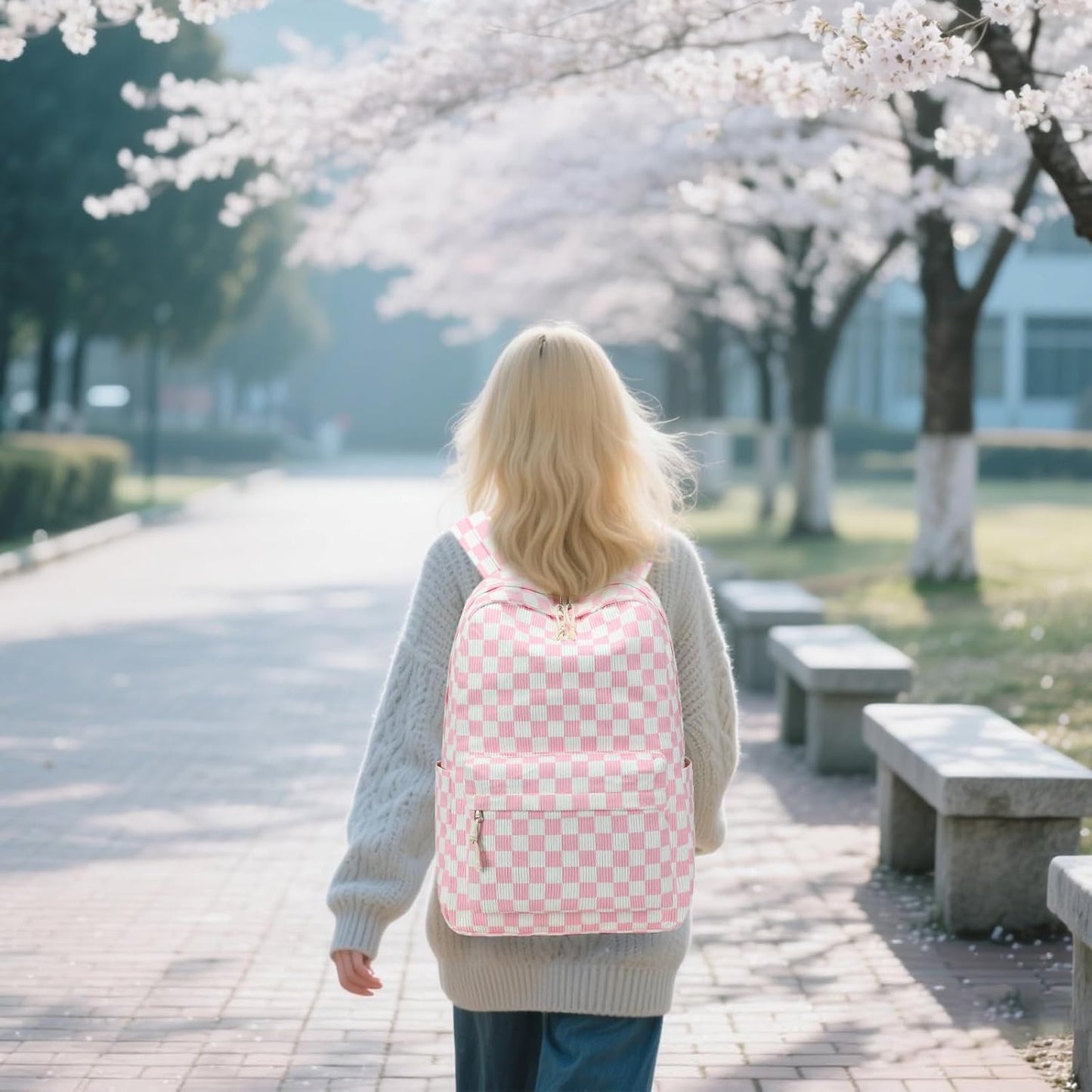 School Backpack for Teen Girls Bookbags Elementary High School Corduroy Laptop Bags Women Travel Daypacks