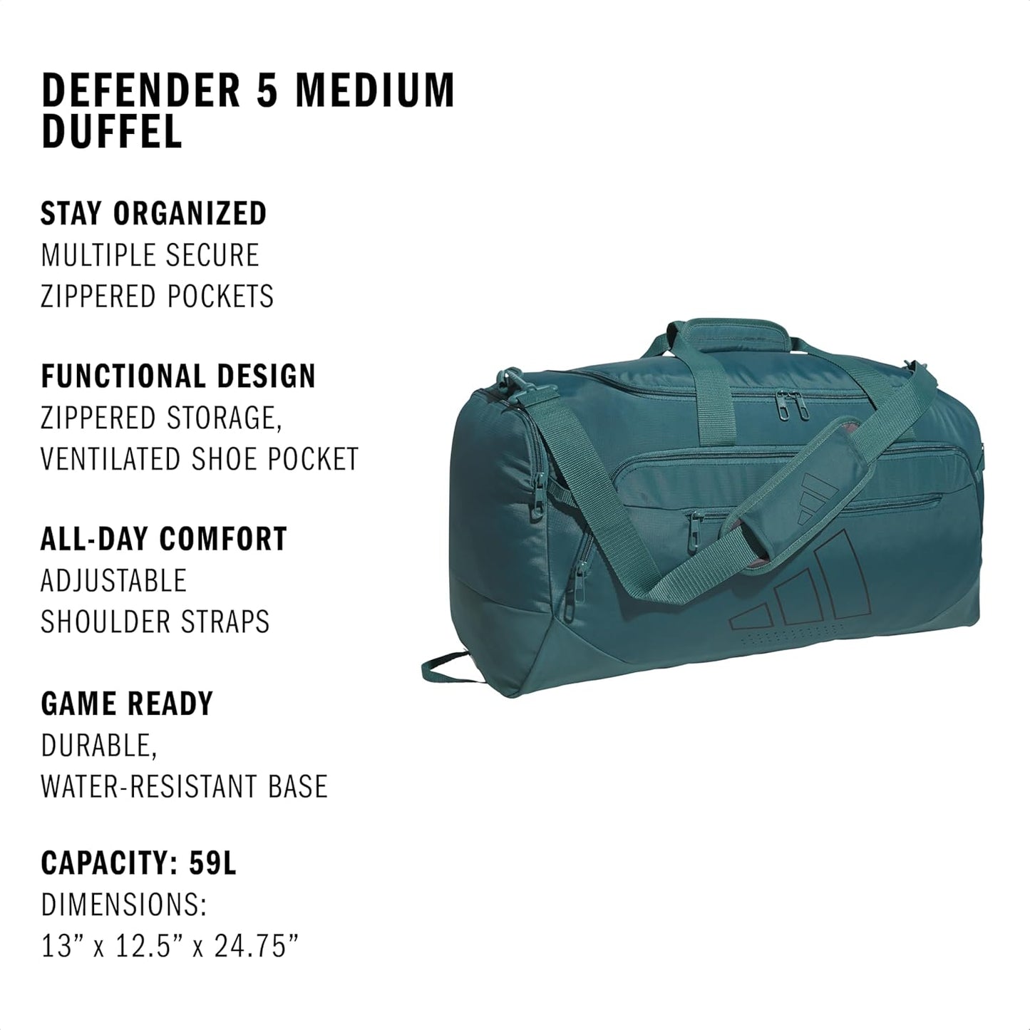 adidas Defender 5.0 Duffel Bag – Durable for Sports, Gym & Travel