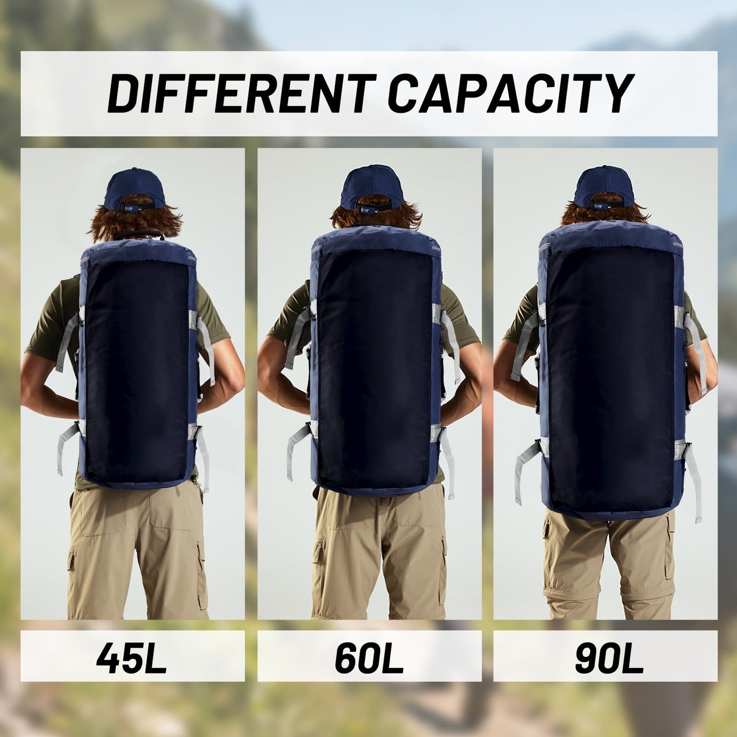 MIER Large Duffle Bag Backpack for Travel Camping Gym Sports, 45L/60L/90L