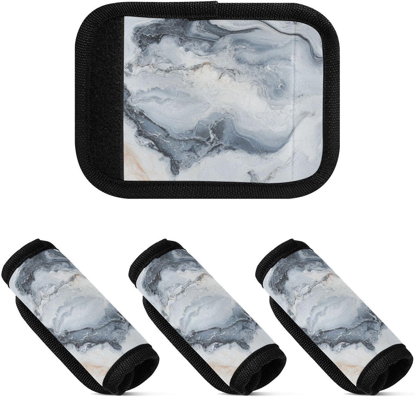 Blue and White Marble 2 Pack Luggage Handle Wraps Covers for Suitcase Identifiers Bag Tags Travel Accessories