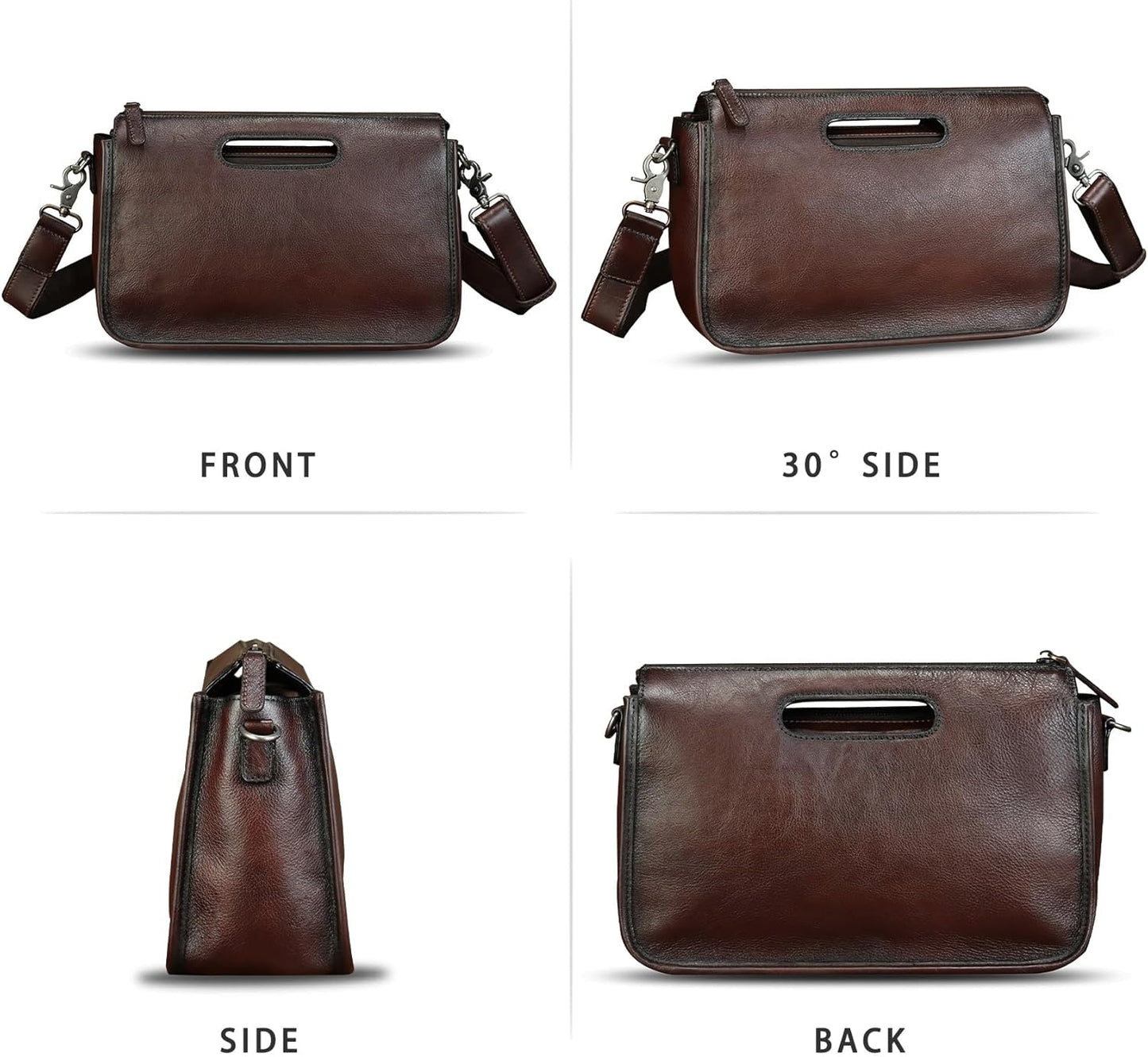 Genuine Leather Purses and Messenger Bag for Men Vintage Leather Briefcase Handbags Satchel Bags Shoulder Bag with Strap