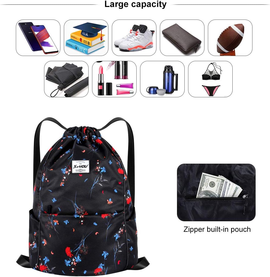 XEYOU Drawstring Sports Backpack Lightweight Gym Yoga Sackpack Shoulder Rucksack Casual Outdoor