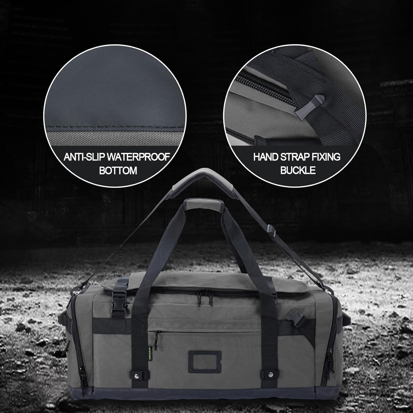 Large Duffle Bag for Travel - Men & Women, Foldable Gym Duffle Backpack, Heavy Duty Tactical
