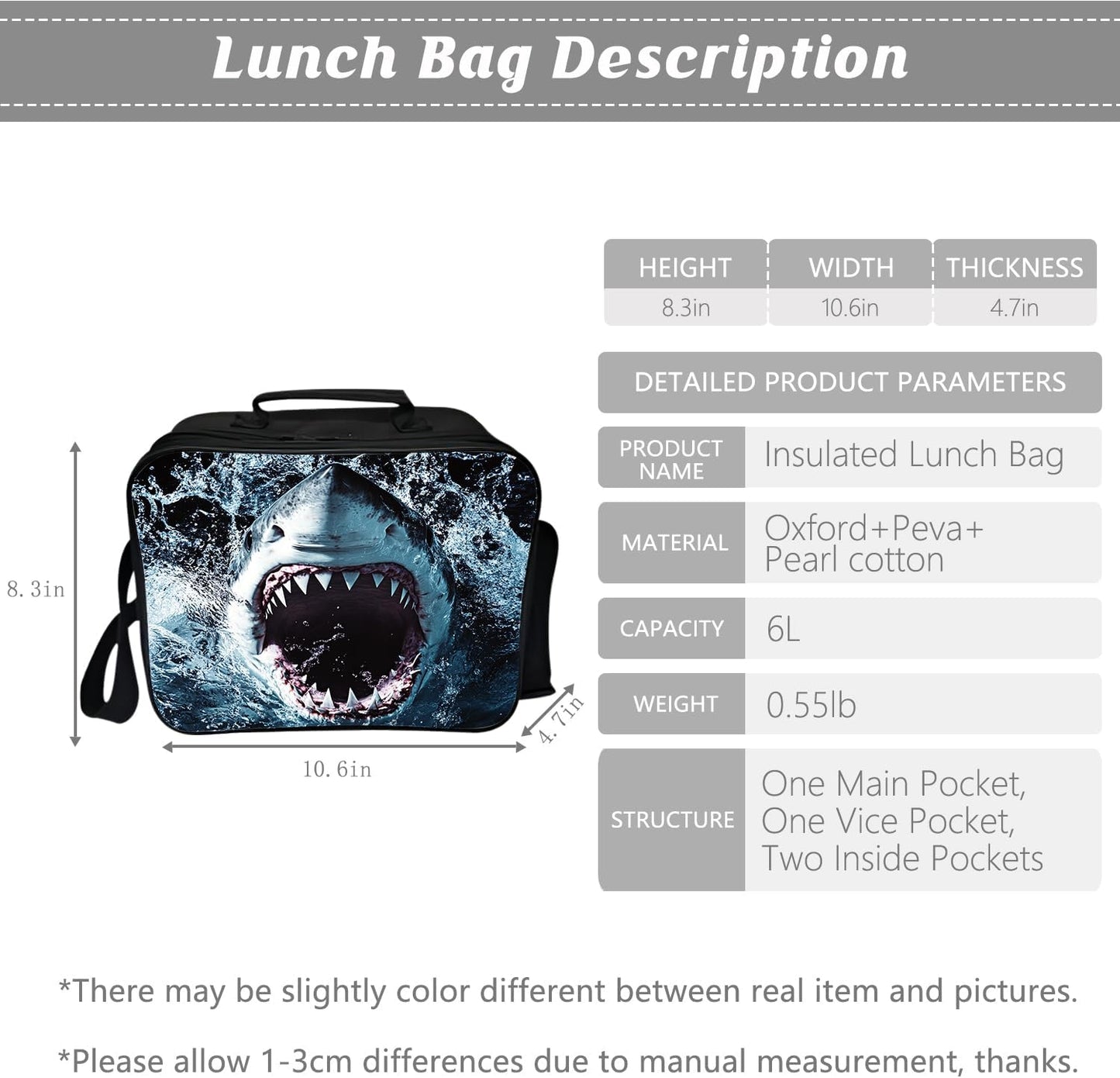 Shark Backpack Ocean Kids Bookbag 16inch Schoolbag With Lunch Box Bag And Pencil Case Set For Boys Girls