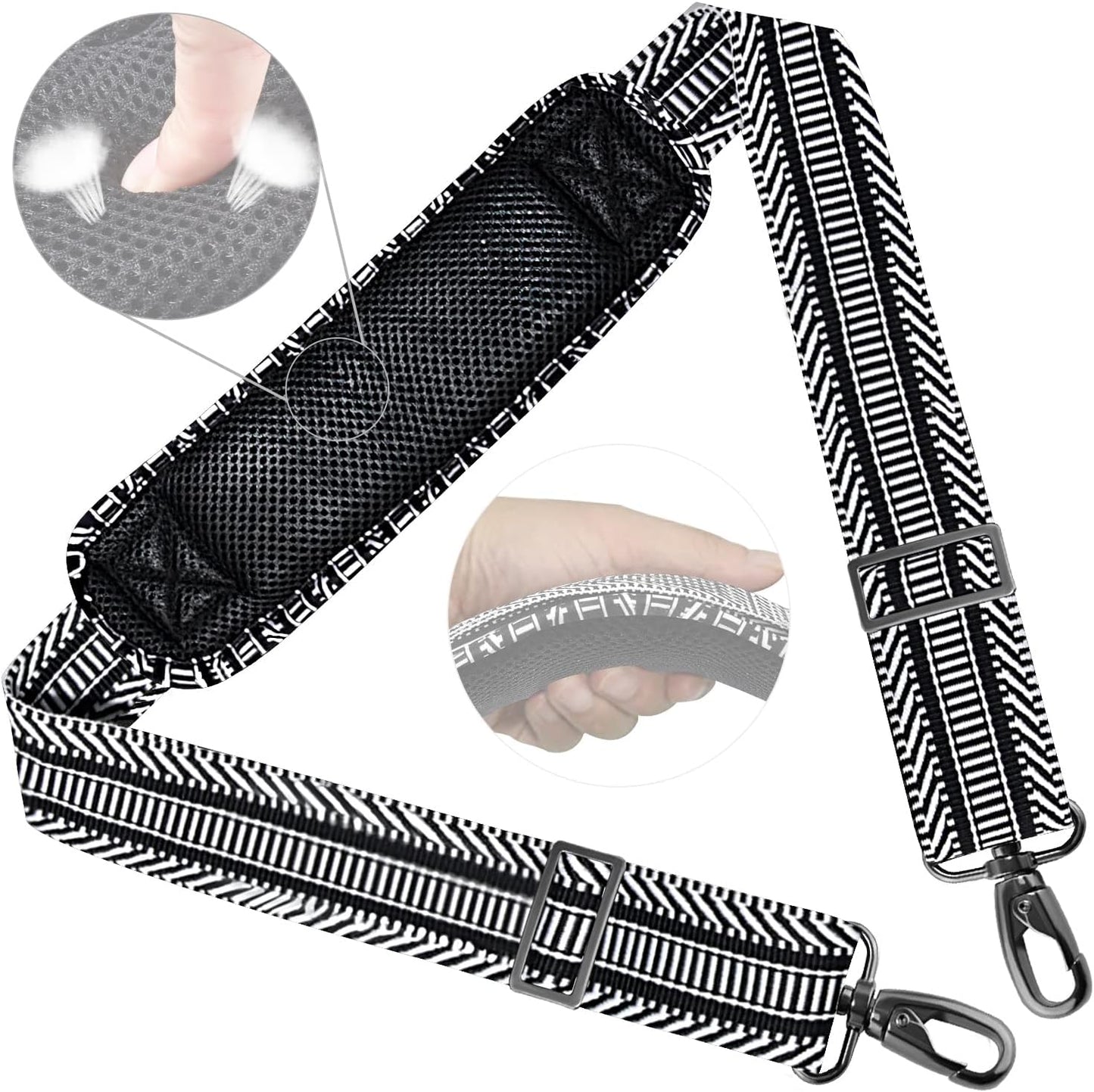ZINZ Shoulder Strap 58" Ultra-Thick Fixed Padded and Adjustable Buckles Crossbody Strap for Briefcase Laptop Bag Luggage