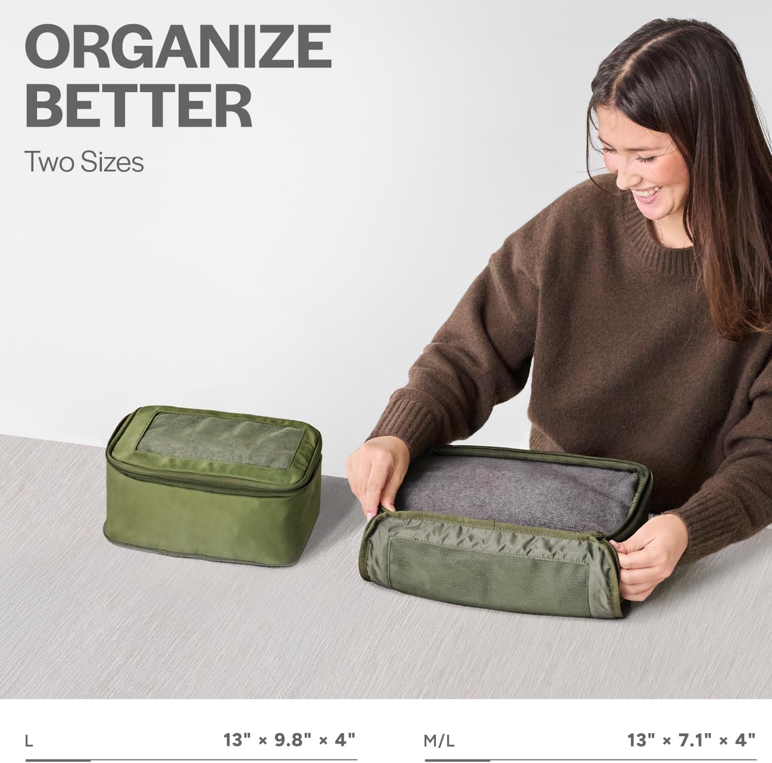 Aerotrunk Compression Packing Cubes for Travel - Luggage Organizer Bags - Double Zipper Packing