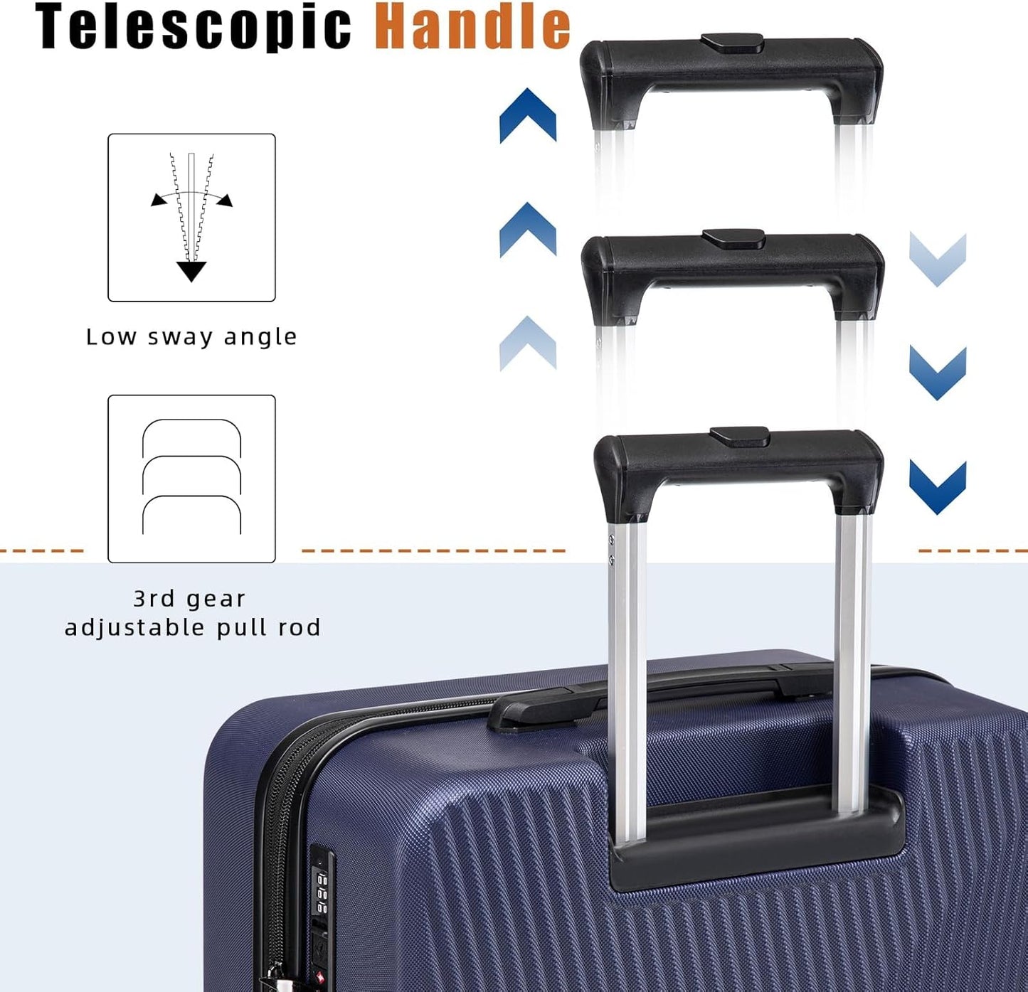 Expandable Luggage Sets 5 Piece,Suitcases with Detachable Wheels,ABS Hard Case Luggage with TSA Lock Spinner Wheels,Carry On Luggage Set