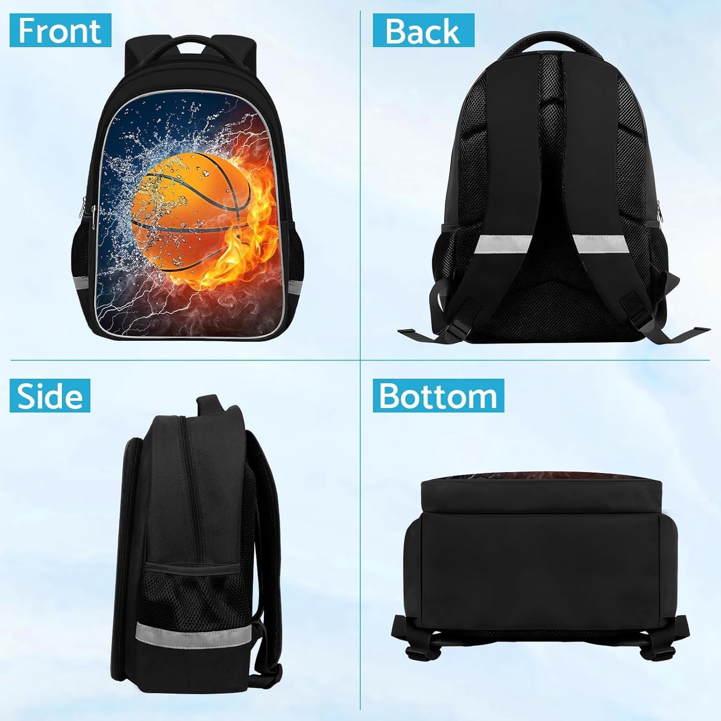School Backpack for Boys - Basketball Boys Backpack for Kids Children Teens Elementary Middle School - Students Bag for Ages 6-18,17″Bookbag Multifunctional Large Capacity