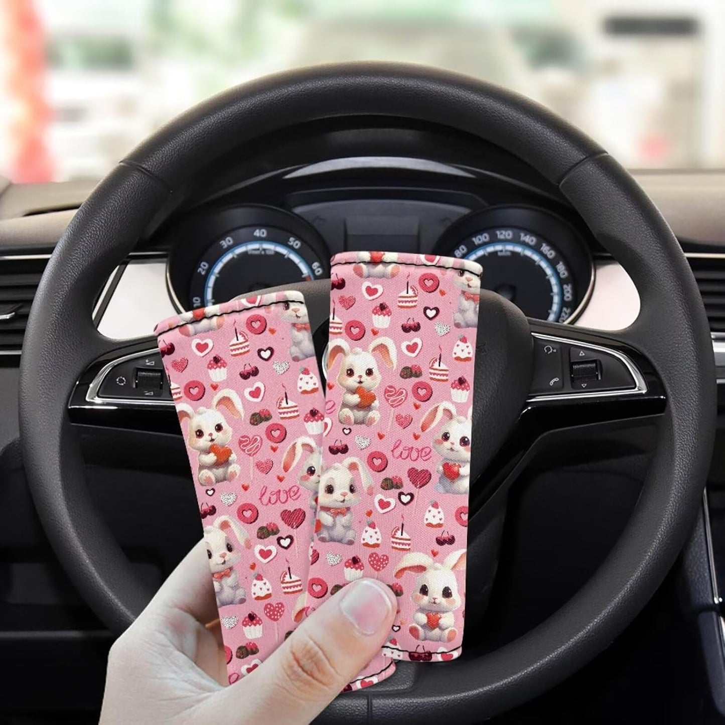 Bunny Luggage Handle Wraps for Suitcase Love Luggage Identifiers Set of 2 Pcs Luggage Handle Protector Teens Adults Travel Accessories