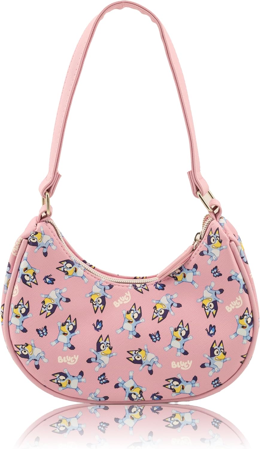 Bluey Hobo Handbag Purse for Girls | Official Crossbody Shoulder Bag with Adjustable Strap | Small PU Leather Toddler Purse, Preschool Handbag, Travel Tote, Everyday Mini Purse for Kids Ages 3+