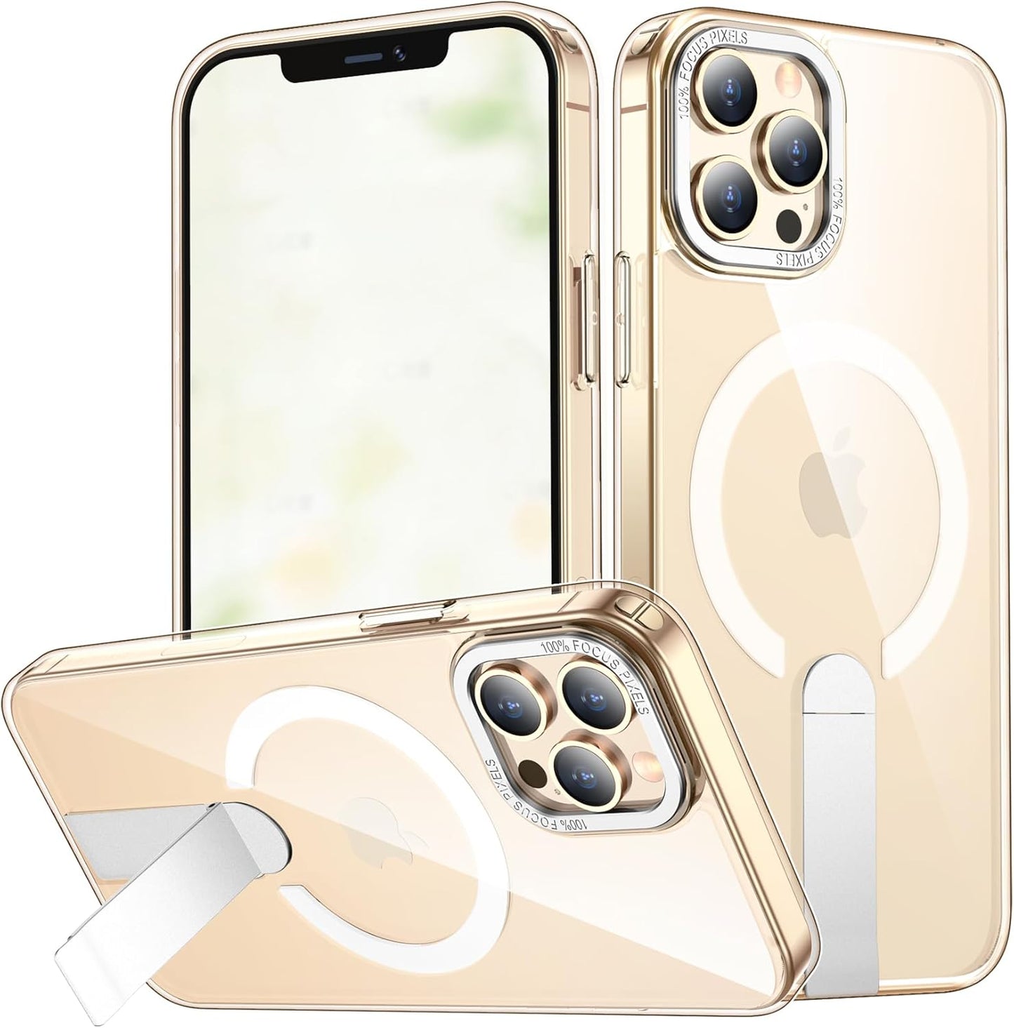 for iPhone 13 Pro Max Case with Kickstand, Compatible with MagSafe, [Invisible Stand] Anti-Slip Shockproof Military-Grade Protection, Magnetic Phone Case for iPhone 13Pro Max (Clear)