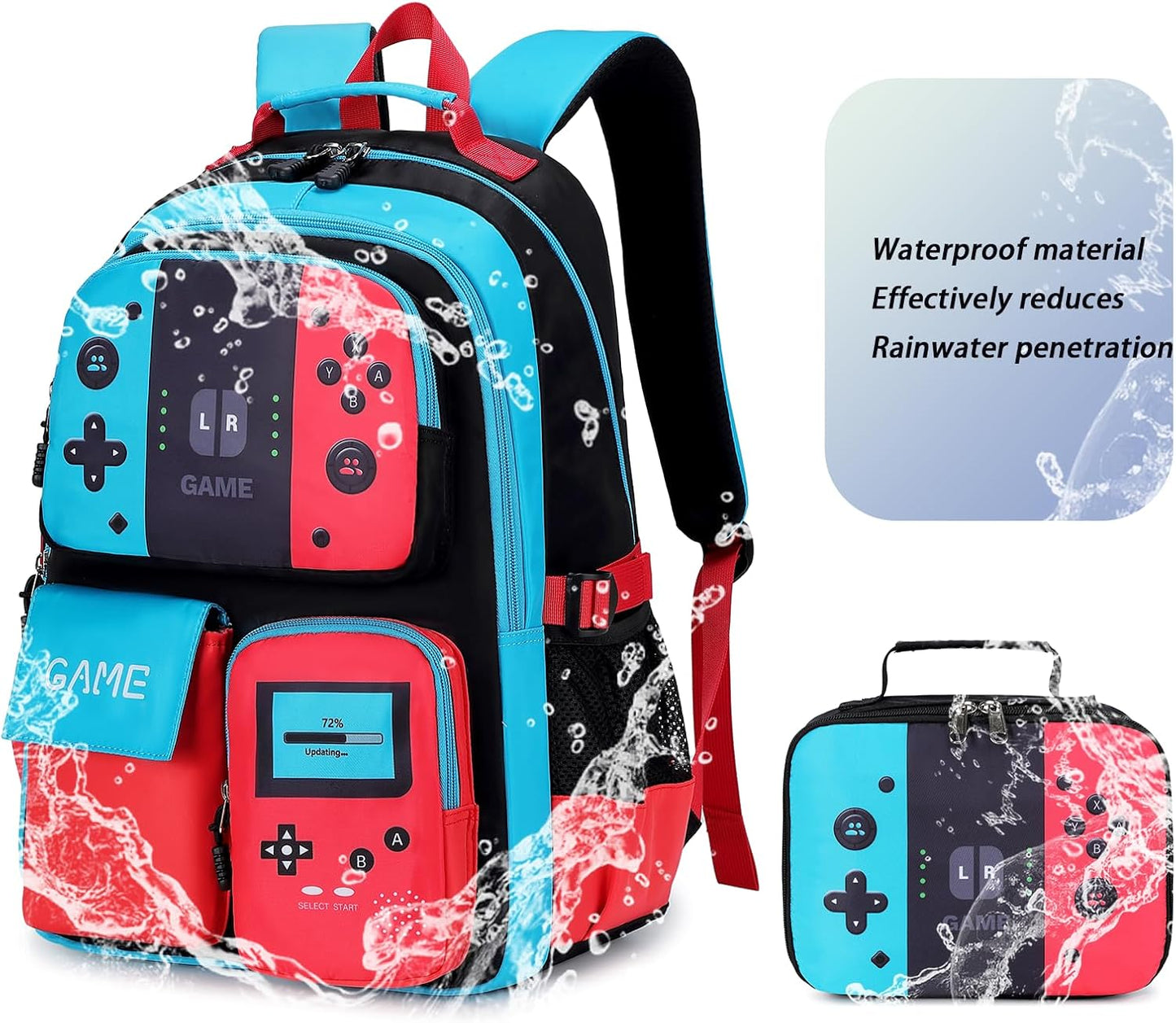 Boys Backpack Kids Bookbag Teens School Bag Luminous Game Large capacity bag