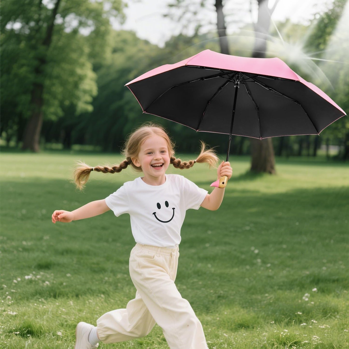 Cute Duck Handle Umbrella - Compact Travel Yellow Duck Head Umbrella for Adults and Girls