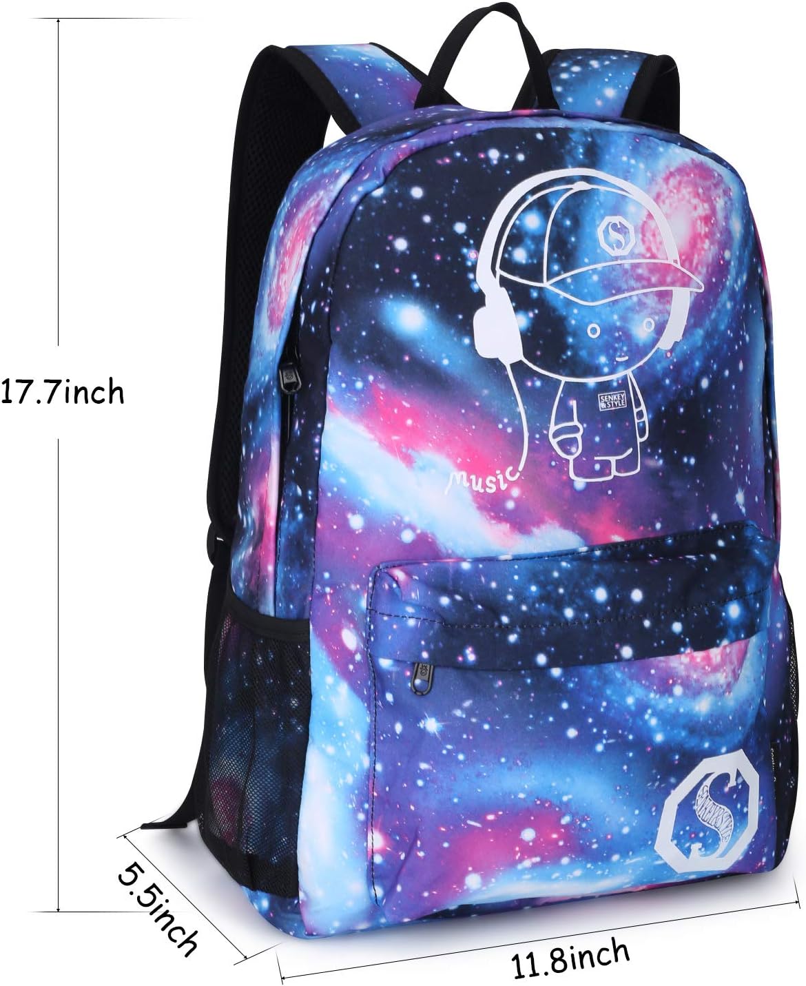 Galaxy Backpack for School, Anime Luminous Backpack College Bookbag Anti-Theft Laptop Backpack with USB Charging Port