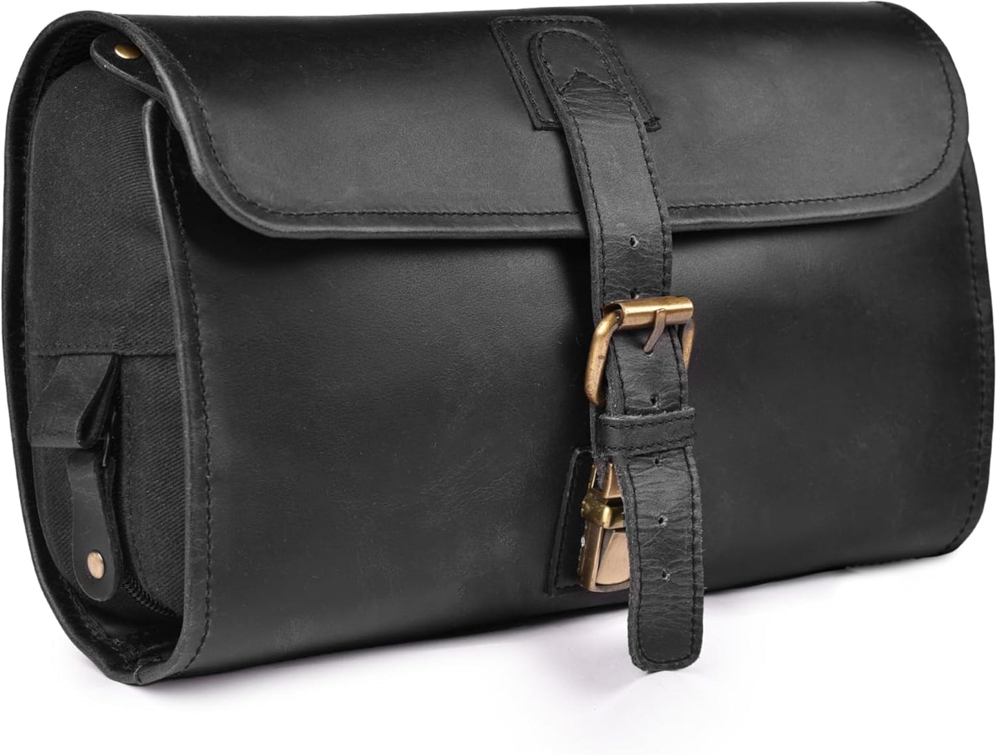 LEATHER VILLAGE Hanging Leather Toiletry Bag for Men & Women, Handcrafted Vintage Cosmetic &