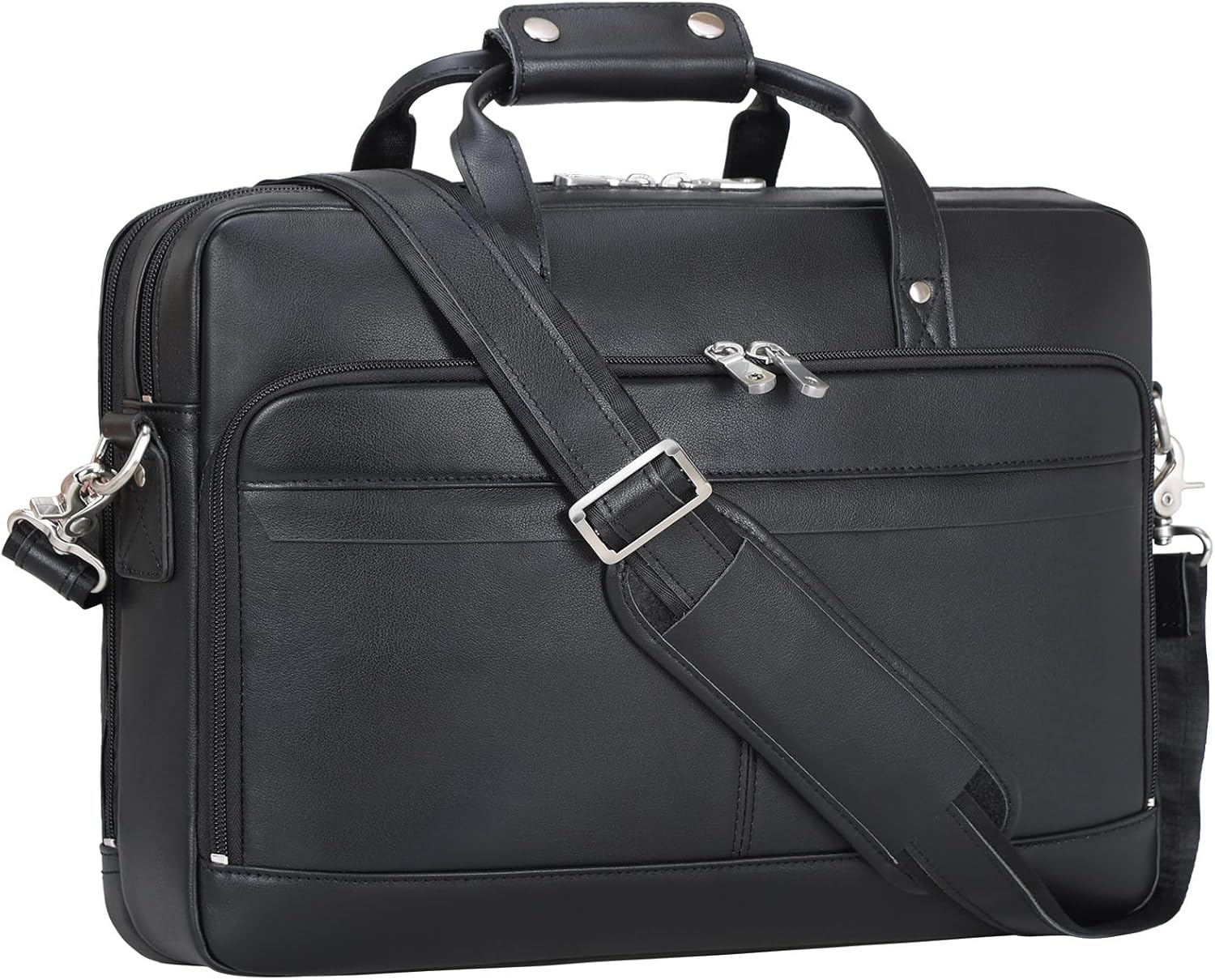 Leather Briefcase for Men 17 Inch Laptop Crossbody Shoulder Messenger Bag Attache Case for Business