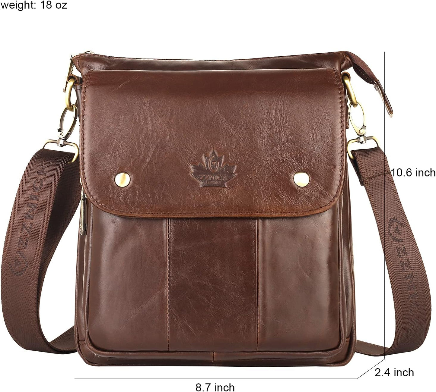 Genuine Leather Messenger Bag, Sling Bag Crossbody Shoulder Bags for Travel Work Business