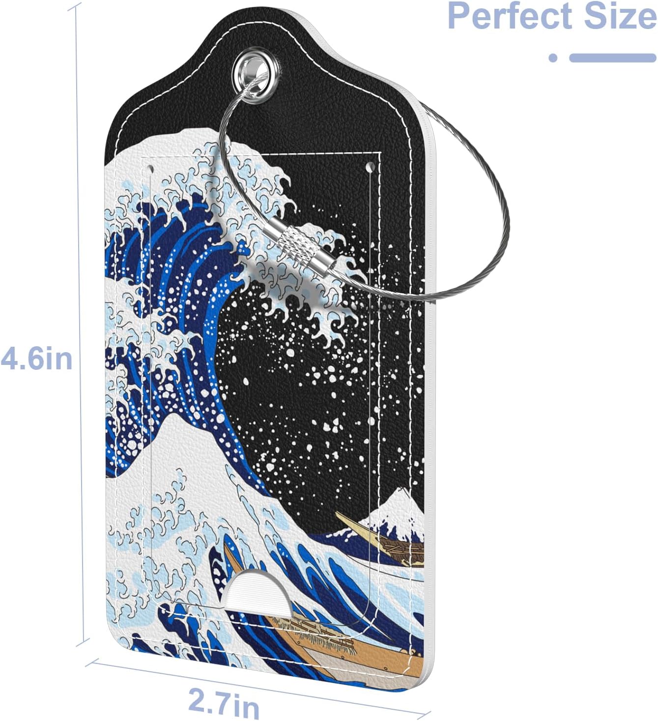 2 Pack PU Leather Luggage Tags for Suitcase, Travel Cruise Luggage Tag with Privacy Flap, Name ID Label and Metal Loop for Women Men Baggage Handbag School Bag Backpack, Sea Wave Sun