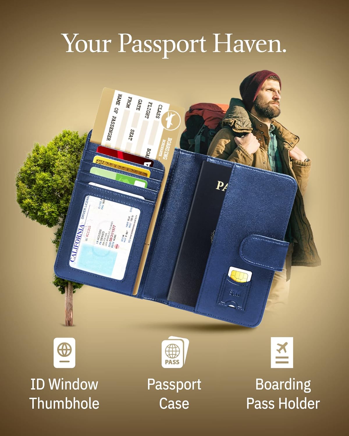 Passport Holder Cover Wallet RFID Blocking - Handmade Leather Passport Case Travel Document