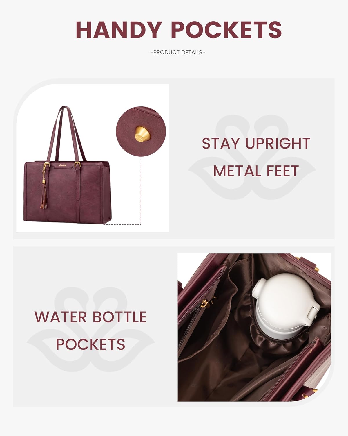 LOVEVOOK Laptop Bag for Women Vintage Leather Work Tote 15.6 inch Large Capacity Computer bag with Clutch Purse for Office, Travel, School, Casual