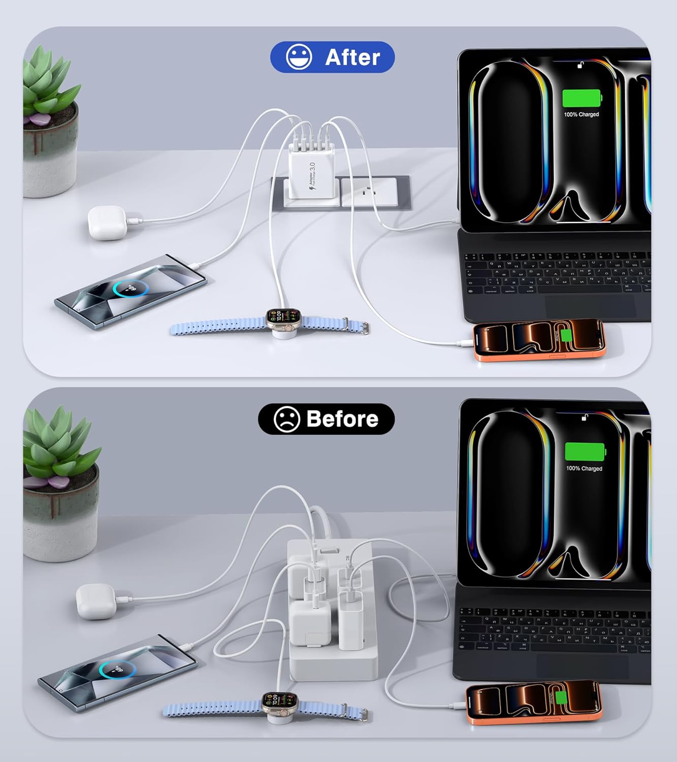 60W USB C Charger Block, 2-Pack Wall Fast Charge Cube Powered Multi-Port Plug Power Adapter Type C Brick for iPhone 17 16 15/15 Pro Max/14/14 Pro Max/13/13 Pro Max/12/12 Pro iPad, Motorola, LG, Huawei