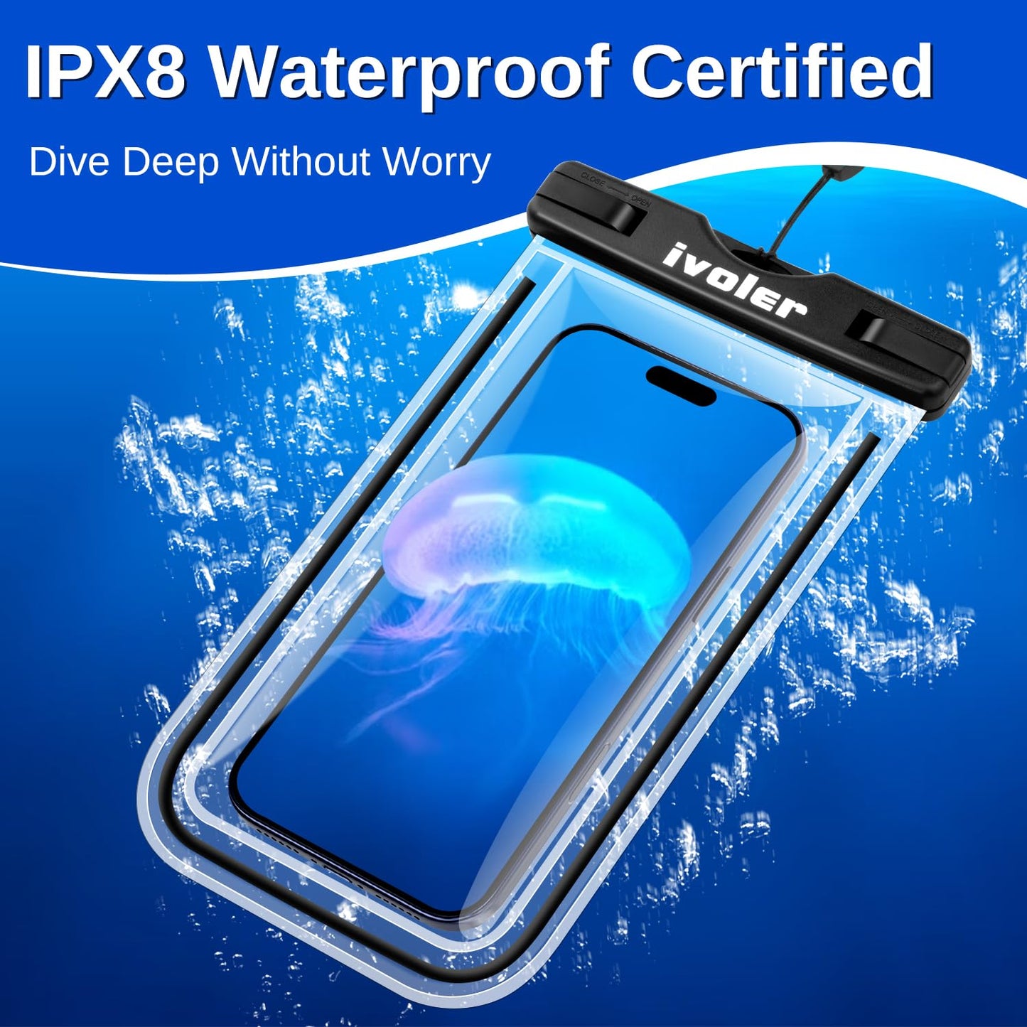 ivoler 2-Pack Waterproof Phone Pouch, Cell Phone Dry Bag for iPhone 17/16/15 Pro Max, Samsung