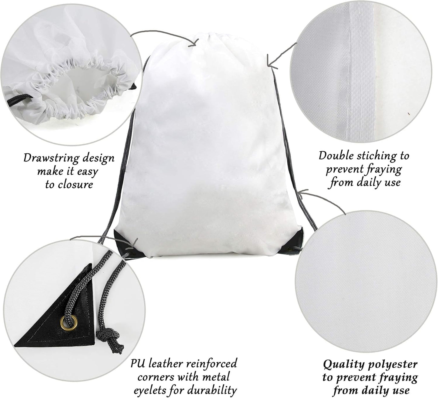 BeeGreen Drawstring Backpack Bags 20,30,50 Packs Reflective String Bags for Gym Sport Trip Cinch Sack DIY for Women Men