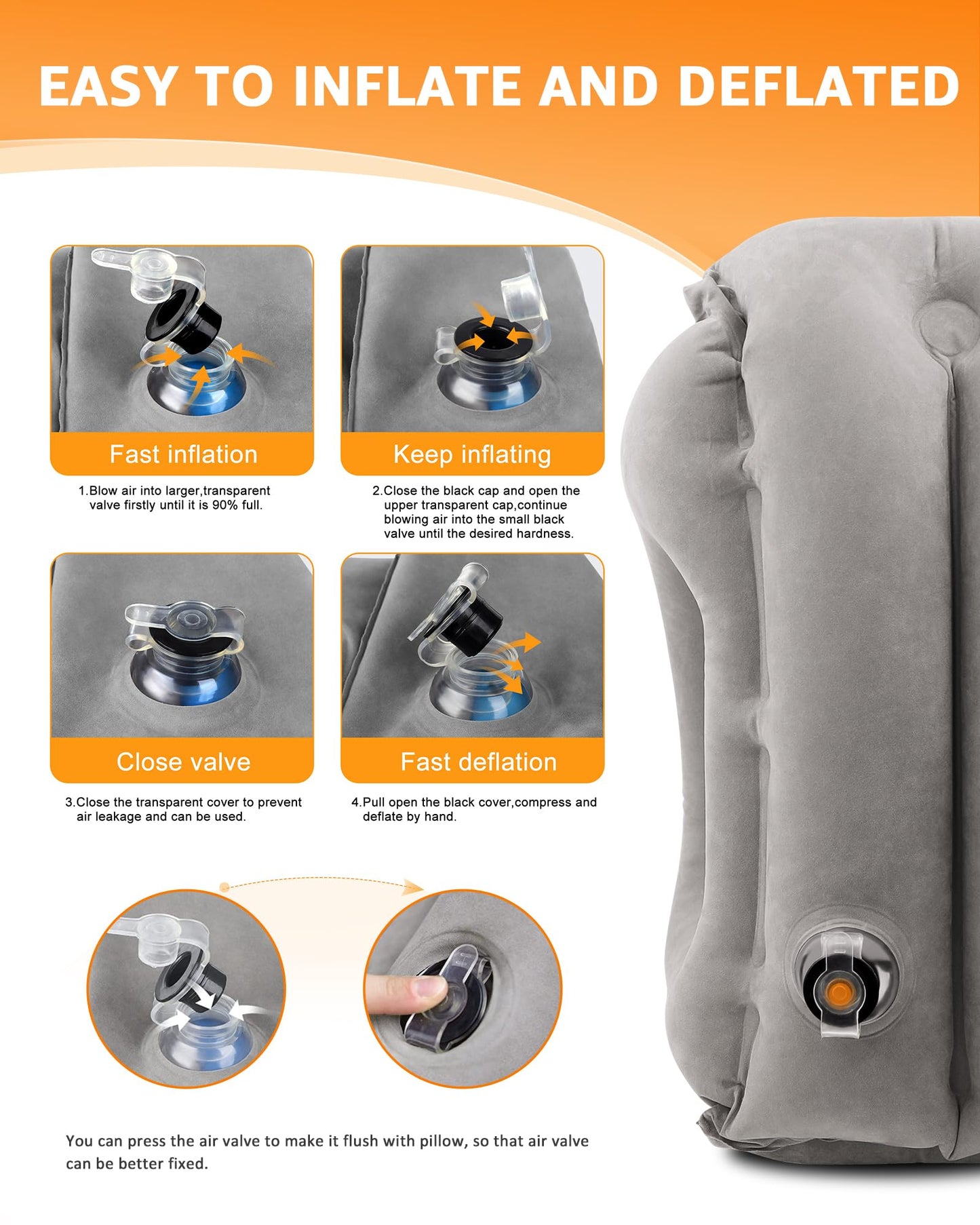 SUNANY Inflatable Neck Pillow Used for Airplanes/Cars/Buses/Trains/Office Napping with Free Eye
