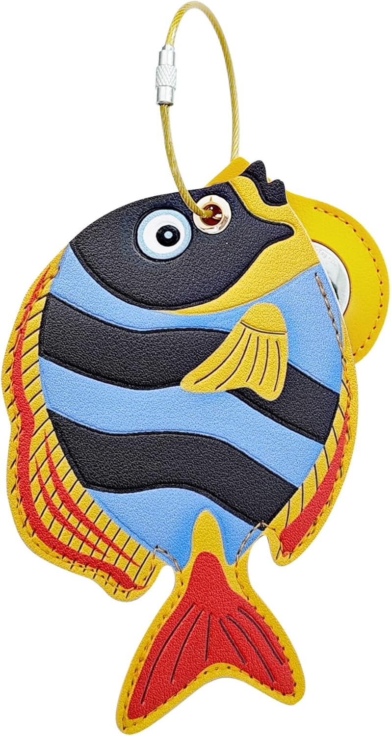 Luggage Tags for Suitcases, Faux Leather Cute & Funny Travel Suitcases Tag with ID Label,Stainless Steel Loop