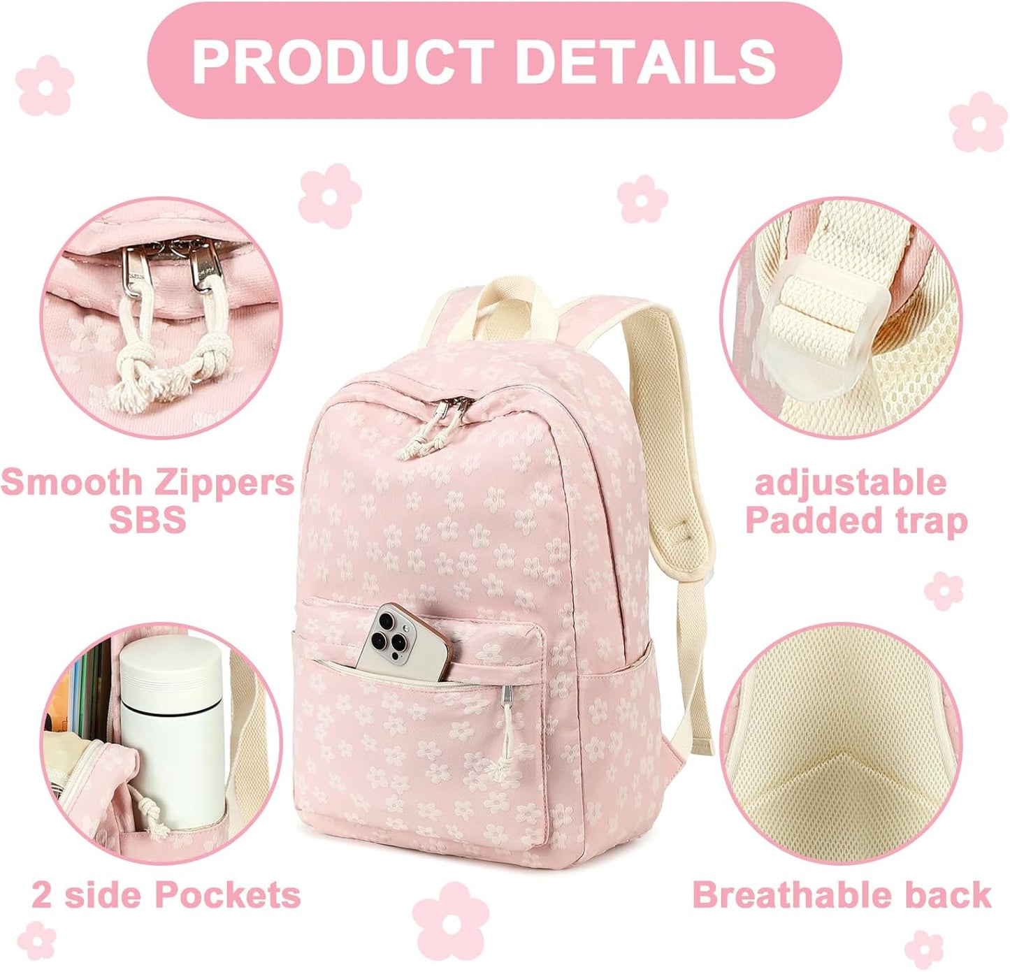 LEDAOU School Backpack Teen Girls Lightweight Bookbag Elementary Middle School Backpacks College