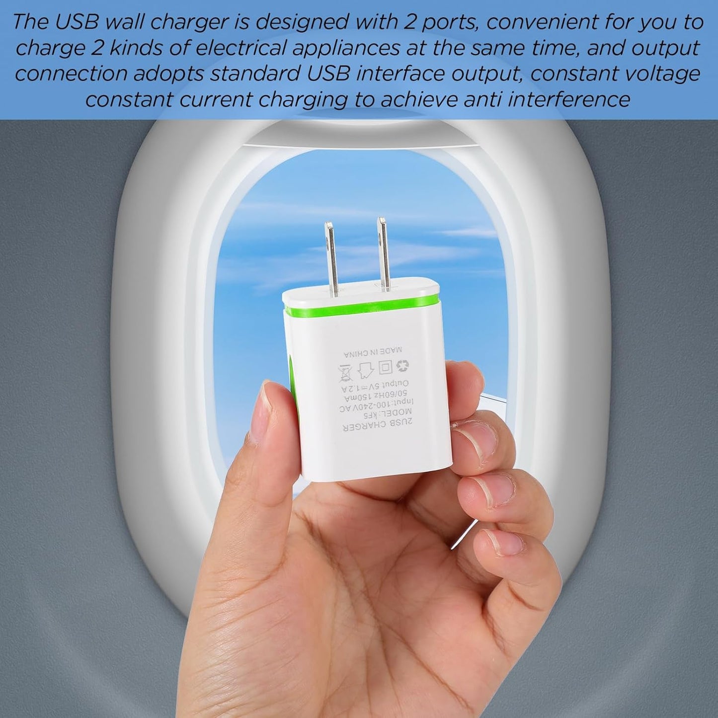 Xuhal 12 Pcs Fast USB Wall Charger Charging Block Bulk Adapter Plug Cube 2.1A USB Wall Charger Replacement for Most Smartphones and Tablets (Green)