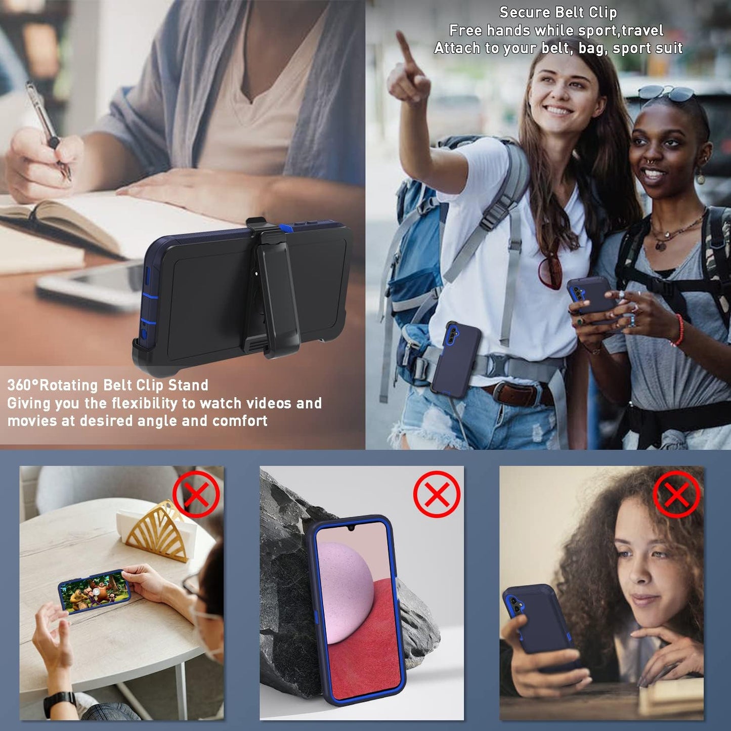 for Samsung Galaxy A14 5G case,A14 5G Heavy Duty case,[Military Grade Protective ][Shockproof] [Dropproof] [Dust-Proof], ONLY Fit Galaxy A14 5G Phone (Dark Blue)