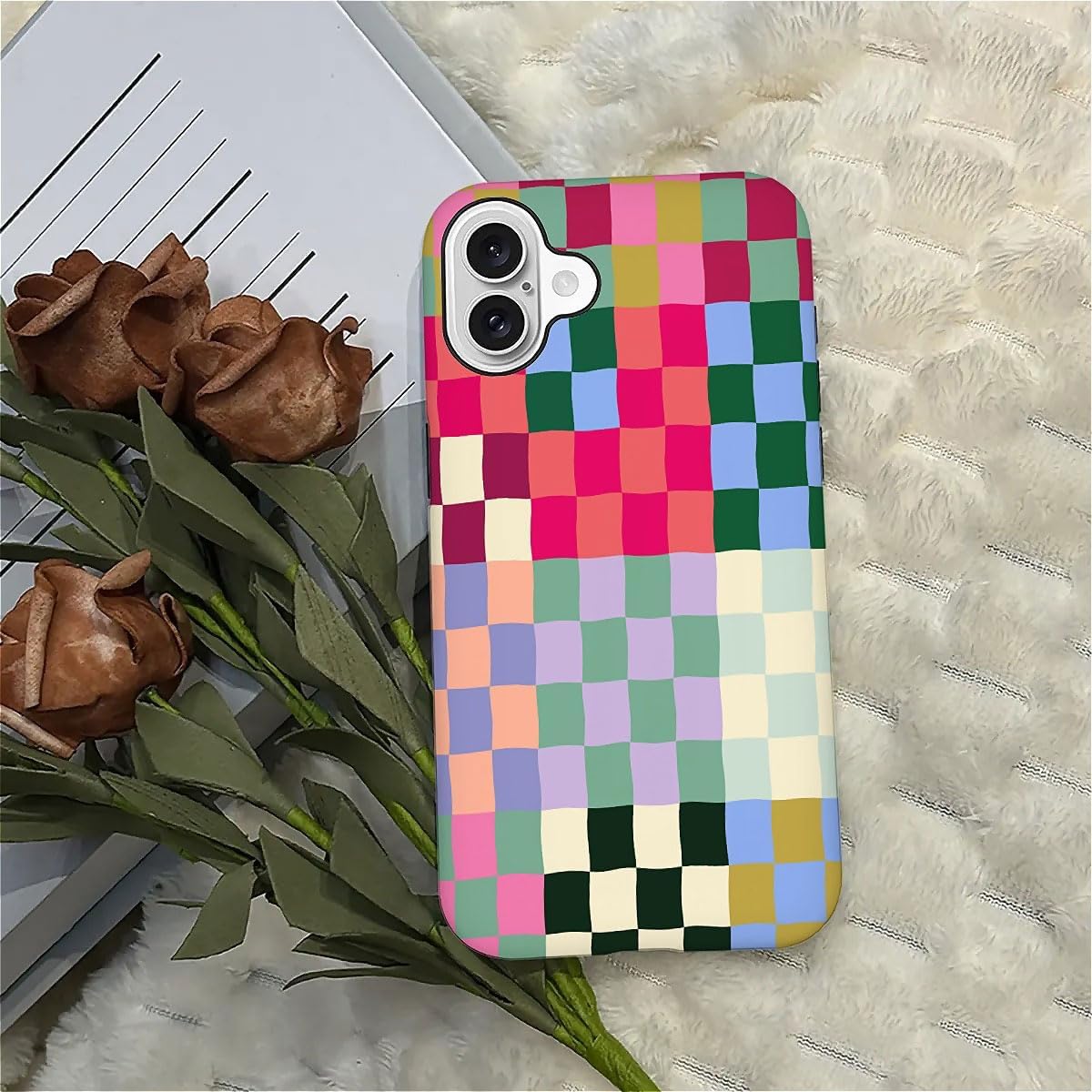 SEized Case Compatible with for iPhone 16 Plus,Colorful Checkerboard Phone Case for Girl Women Boy Men,Durable Protection Phone Case for iPhone 16 Plus